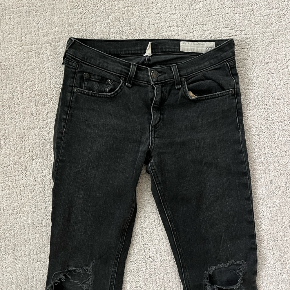 Rag & Bone Ripped Skinny Jeans — Black